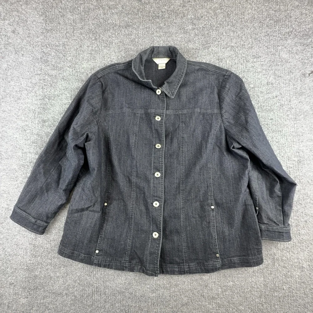 Allison Daley Jacket Womens 22W Blue Denim‎ Button Front Collared Casual Unlined